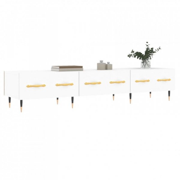 Szafka pod TV, biała, 150x36x30 cm, materiał drewnopochodny