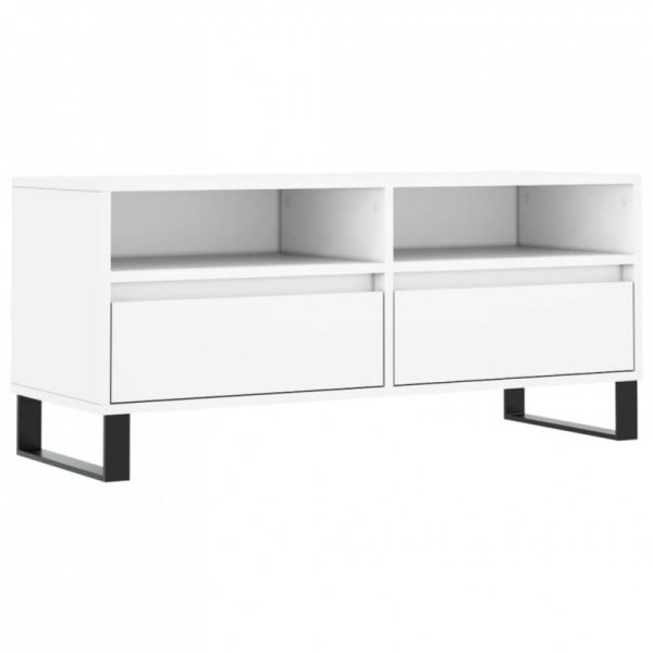 Szafka pod TV, biała, 100x34,5x44,5 cm, materiał drewnopochodny