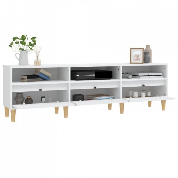 Szafka pod TV, biała, 150x30x44,5 cm, materiał drewnopochodny