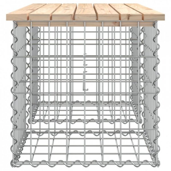 Ławka ogrodowa, z gabionem, 103x44x42 cm, lite drewno sosnowe