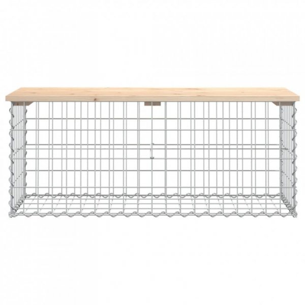 Ławka ogrodowa, gabion, 103x44x42 cm, lite drewno sosnowe