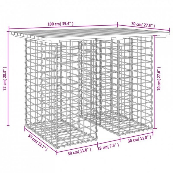 Ławka ogrodowa, gabion, 100x70x72 cm, lite drewno daglezjowe