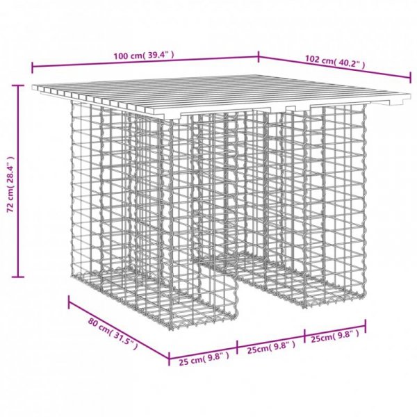 Ławka ogrodowa, gabion, 100x102x72 cm, lite drewno daglezjowe
