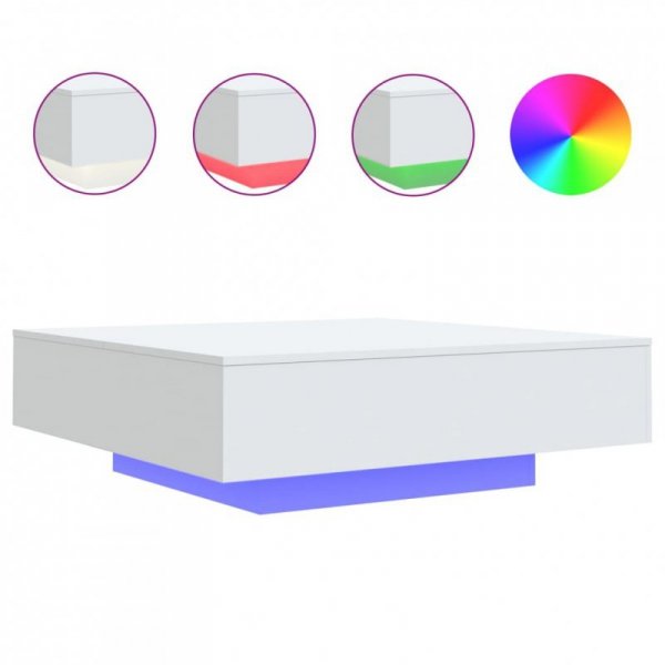 Stolik kawowy z oświetleniem LED, biały, 100x100x30 cm