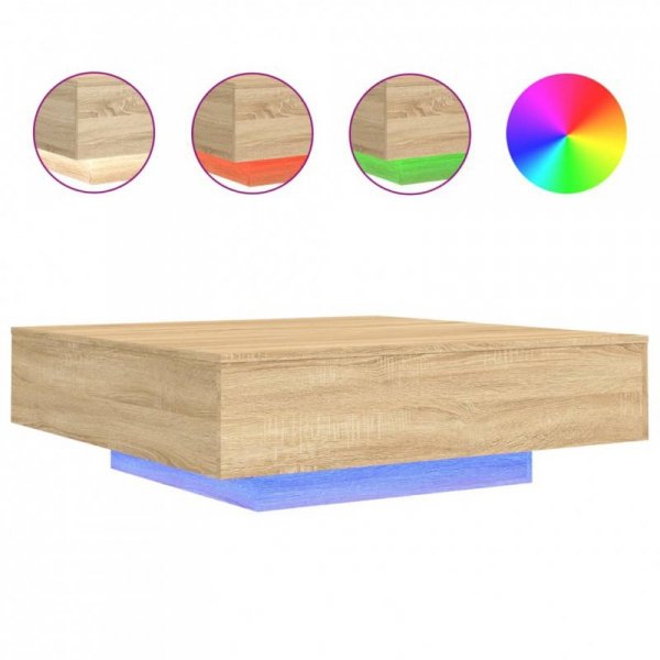 Stolik kawowy z podświetleniem LED, dąb sonoma, 100x100x30 cm