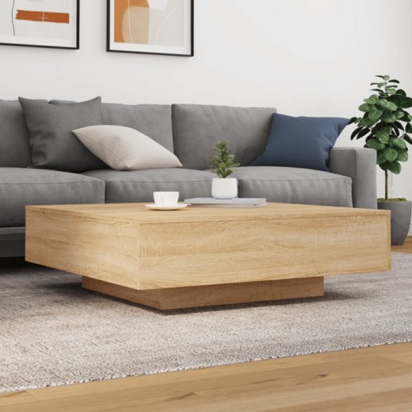 Stolik kawowy z podświetleniem LED, dąb sonoma, 100x100x30 cm