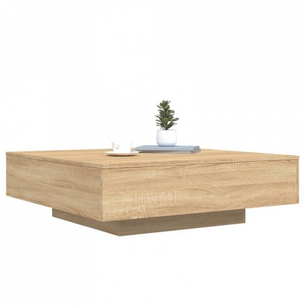 Stolik kawowy z podświetleniem LED, dąb sonoma, 100x100x30 cm
