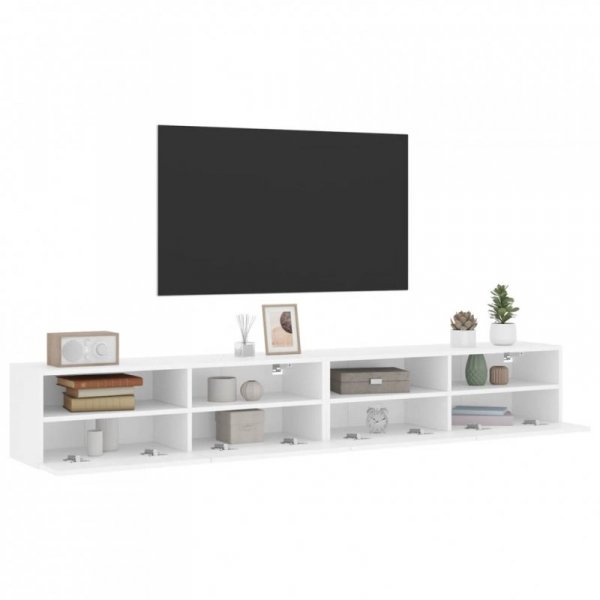 Ścienne szafki TV, 2 szt., białe, 100x30x30 cm