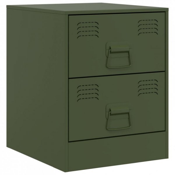 Szafki nocne, 2 szt., zielone, 34,5x39x44 cm, stal