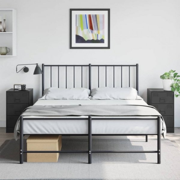 Szafki nocne, 2 szt., czarne, 34,5x39x62 cm, stal