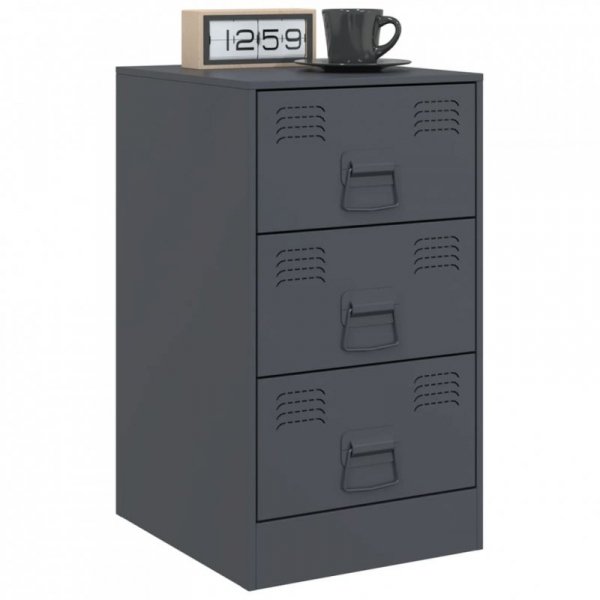 Szafki nocne, 2 szt., antracytowe, 34,5x39x62 cm, stal