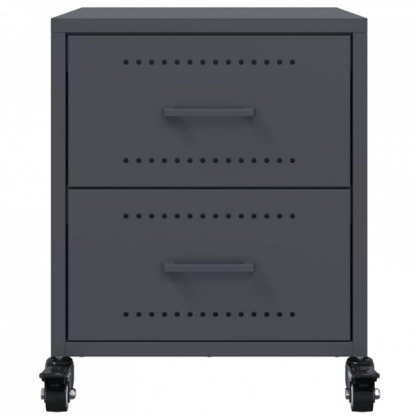 Szafki nocne, 2 szt., antracytowe, 36x39x43,5 cm, stal