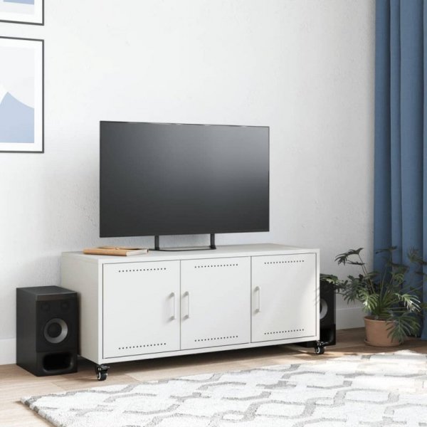 Szafka RTV, biała, 100,5x39x43,5 cm, stal