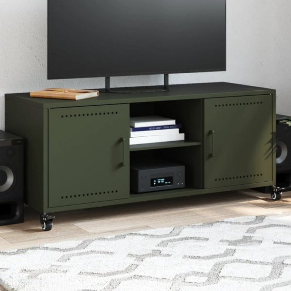 Szafka RTV, oliwkowa, 100,5x39x43,5 cm, stal