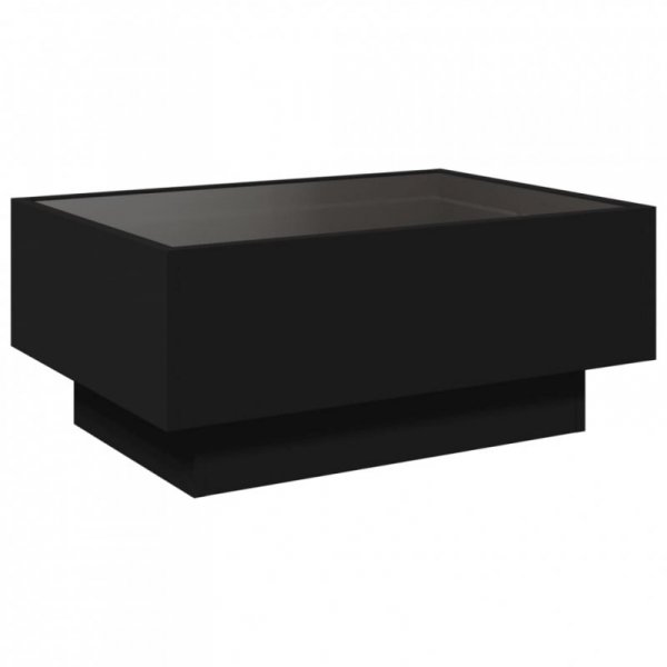Stolik kawowy z LED, czarny 70x50x30cm, materiał drewnopochodny