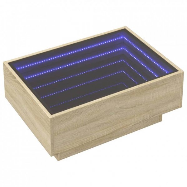 Stolik kawowy z LED, dąb sonoma, 70x50x30 cm