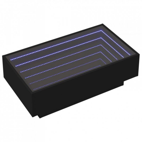 Stolik kawowy z LED, czarny, 90x50x30 cm