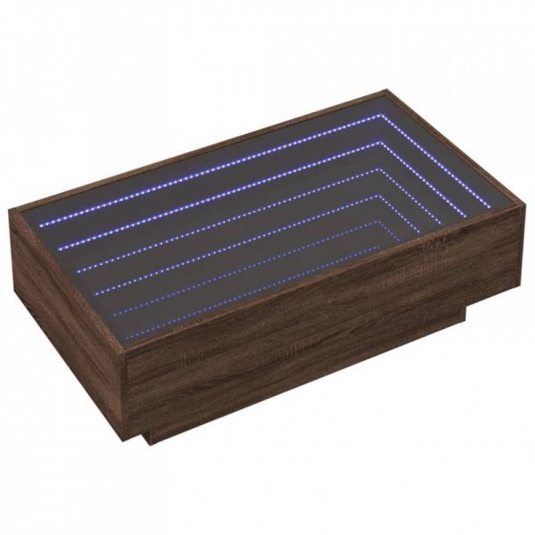 Stolik kawowy z LED, brązowy dąb, 90x50x30 cm