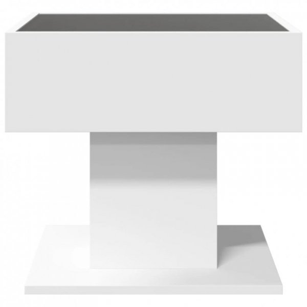 Stolik kawowy z LED, biały 50x50x45 cm, materiał drewnopochodny