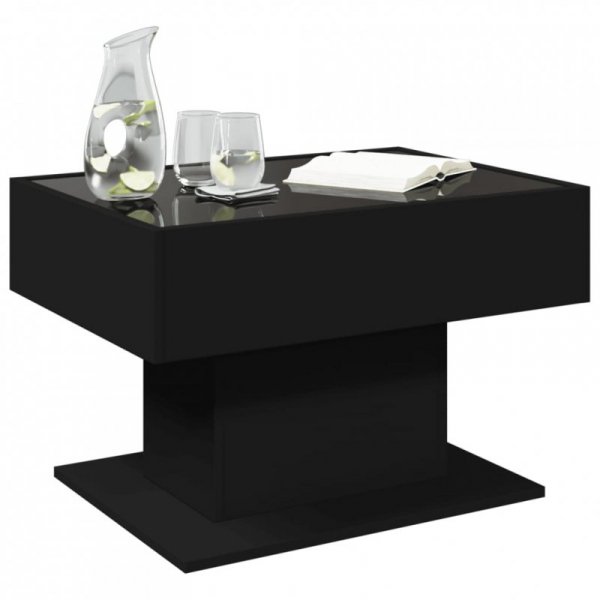Stolik kawowy z LED, czarny, 70x50x45 cm