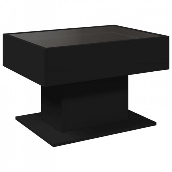 Stolik kawowy z LED, czarny, 70x50x45 cm