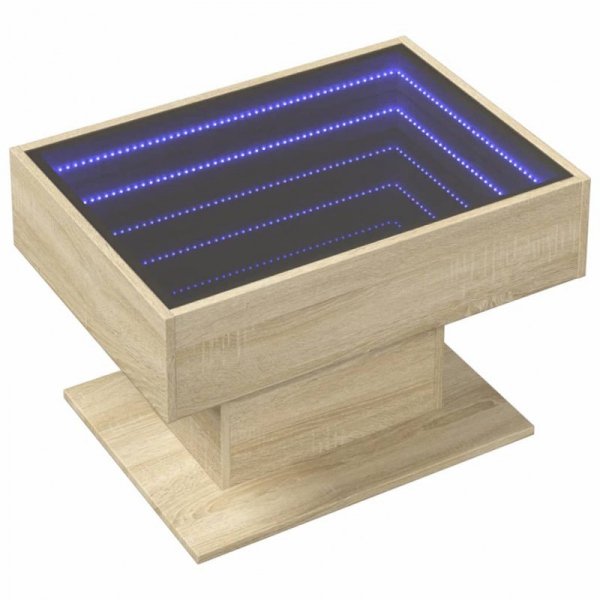 Stolik kawowy z LED, dąb sonoma, 70x50x45 cm