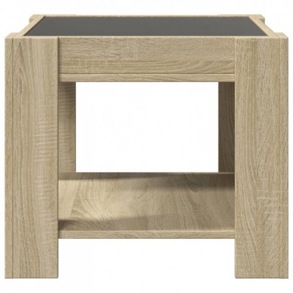 Stolik kawowy z LED, dąb sonoma, 53x53x45 cm