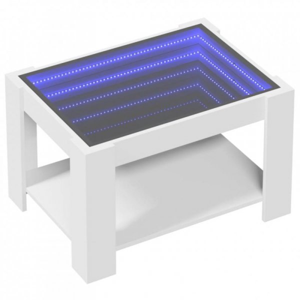 Stolik kawowy z LED, biały 73x53x45 cm, materiał drewnopochodny