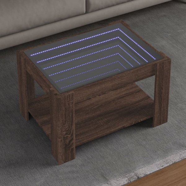 Stolik kawowy z LED, brązowy dąb, 73x53x45 cm