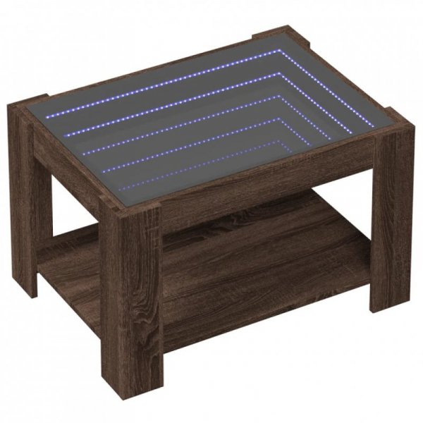 Stolik kawowy z LED, brązowy dąb, 73x53x45 cm