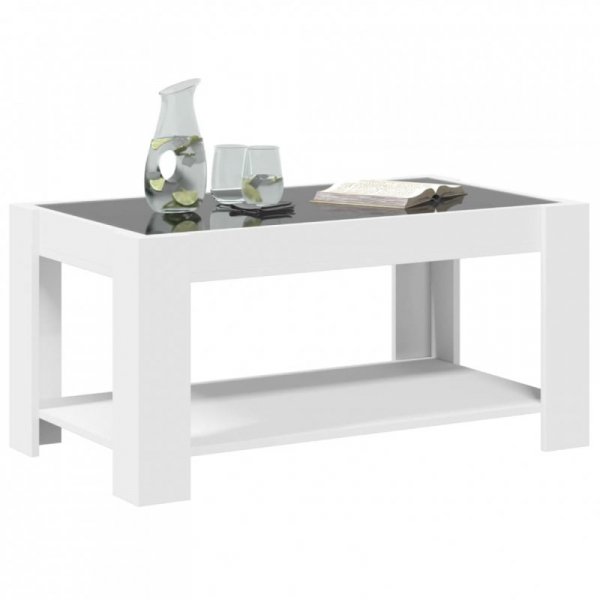 Stolik kawowy z LED, biały 93x53x45 cm, materiał drewnopochodny