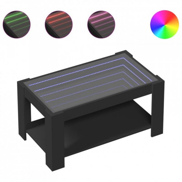 Stolik kawowy z LED czarny 93x53x45 cm, materiał drewnopochodny
