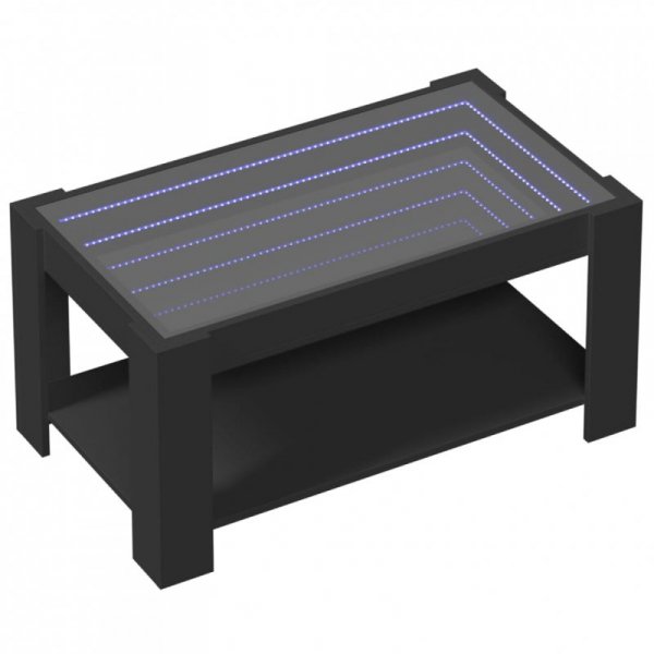 Stolik kawowy z LED czarny 93x53x45 cm, materiał drewnopochodny