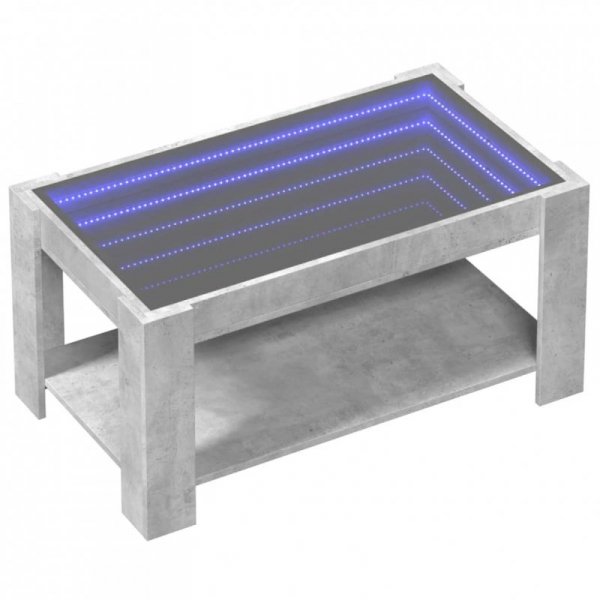 Stolik kawowy z LED, szarość betonu, 93x53x45 cm