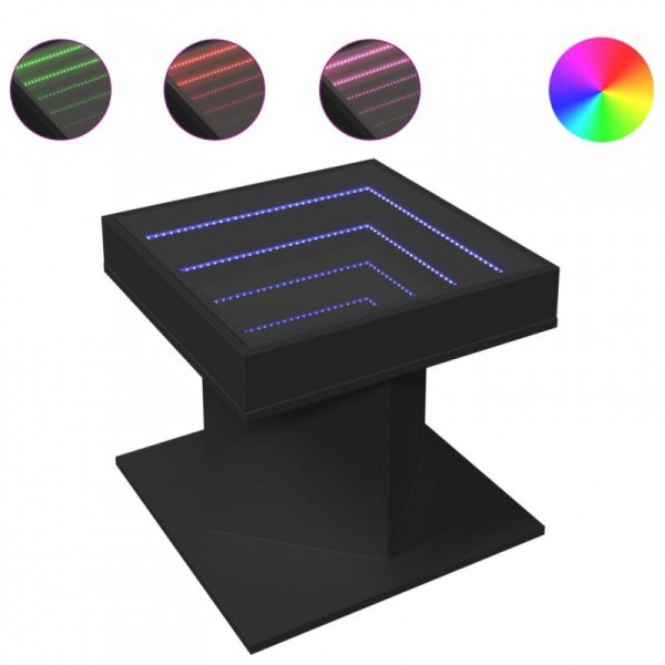 Stolik kawowy z LED czarny 50x50x45 cm, materiał drewnopochodny