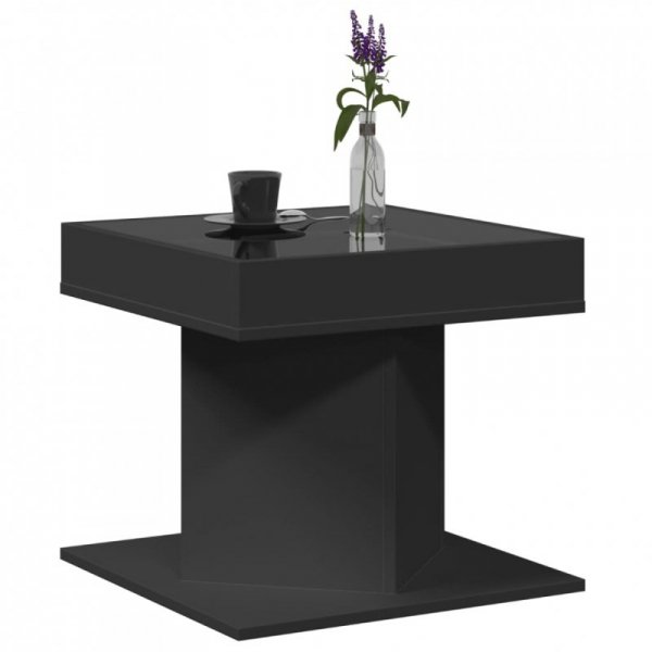 Stolik kawowy z LED czarny 50x50x45 cm, materiał drewnopochodny