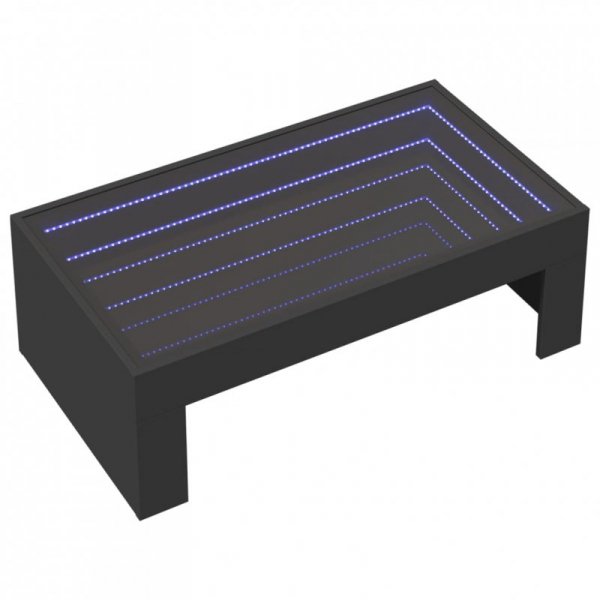 Stolik kawowy z LED Infinity, czarny, 90x50x30 cm