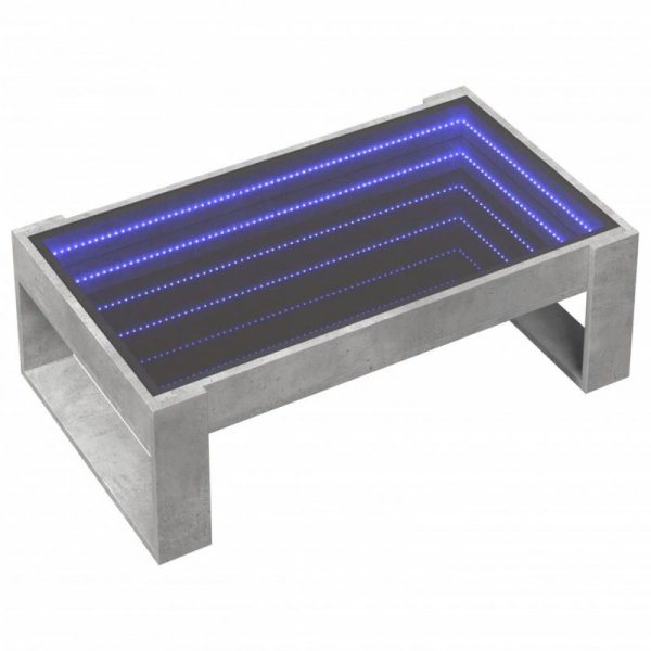 Stolik kawowy z LED Infinity, szarość betonu, 90x53x30 cm