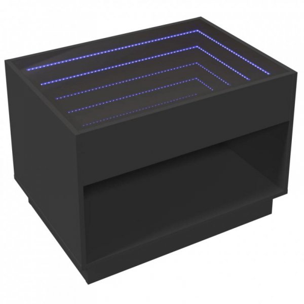 Stolik kawowy z LED Infinity, czarny, 70x50x50 cm