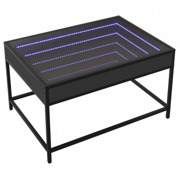 Stolik kawowy z LED Infinity, czarny, 70x50x41 cm
