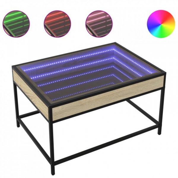 Stolik kawowy z LED Infinity, dąb sonoma, 70x50x41 cm