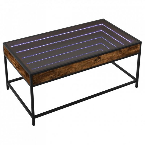 Stolik kawowy z LED Infinity, przydymiony dąb, 90x50x41 cm