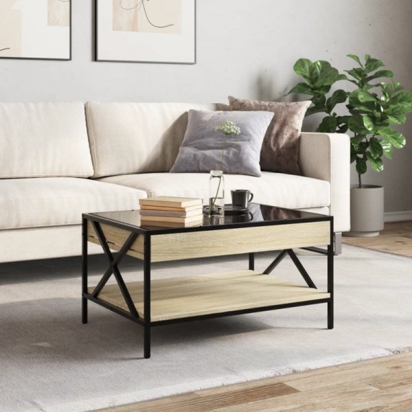 Stolik kawowy z LED Infinity, dąb sonoma, 70x50x38 cm