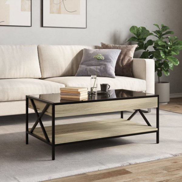 Stolik kawowy z LED Infinity, dąb sonoma, 90x50x38 cm