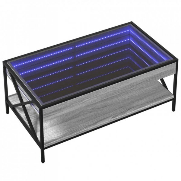 Stolik kawowy z LED Infinity, szary dąb sonoma, 90x50x38 cm