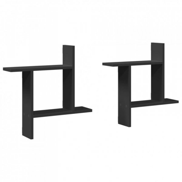 Półki ścienne, 2 szt., czarne, 50x12x50 cm
