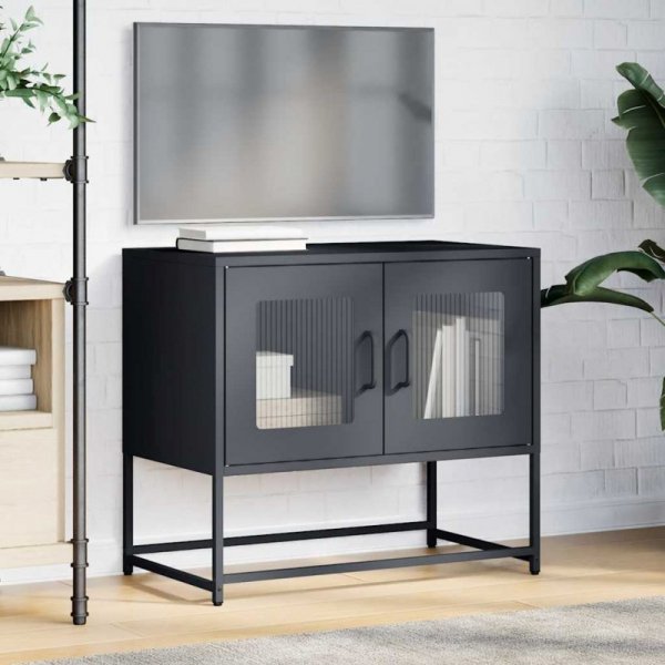 Szafka RTV, czarna, 68x39x60,5 cm, stal walcowana na zimno