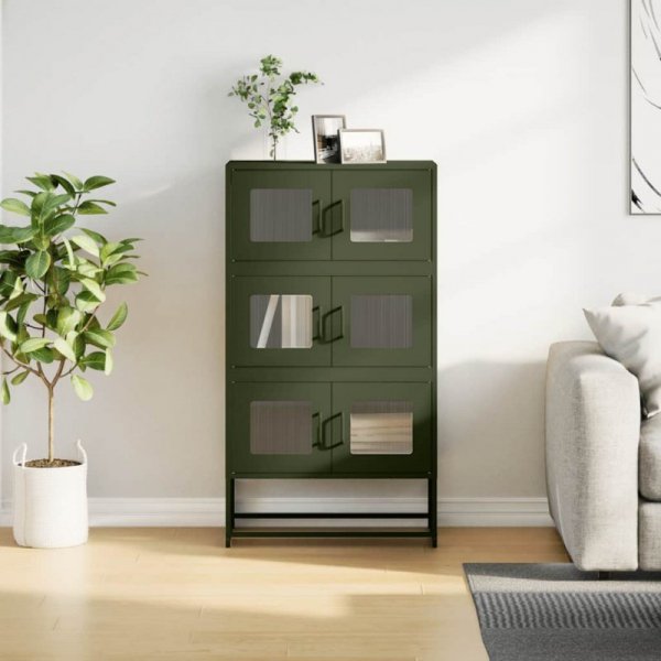 Komoda Oliwkowo-zielona 68x39x123 cm Stal