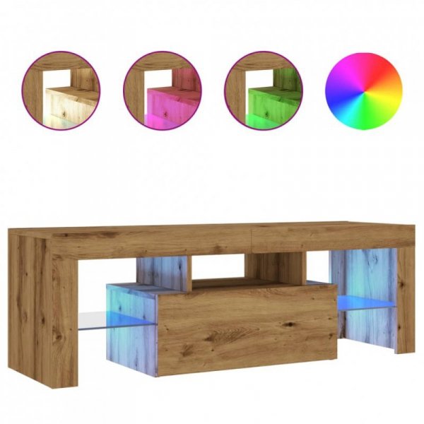 Szafka pod TV z oświetleniem LED, dąb artisan, 120x36,5x40 cm