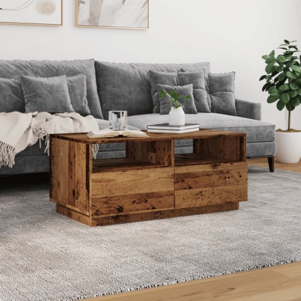 Stolik kawowy z oświetleniem LED, stare drewno, 90x49x40 cm